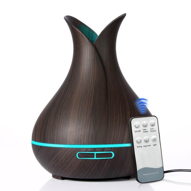 Humidifier Aroma Essential Oil  Diffuser with Wood Grain 7 Color Changing LED Lights for Office Home