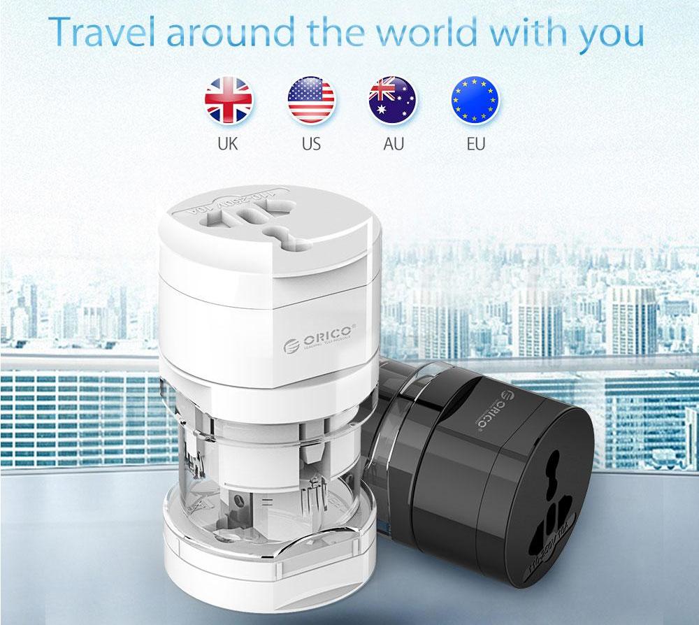 Universal Plug Electrical Adapter Portable Power Socket Outlet All in One Travel Converter Worldwide Use for US/UK/EU/AU