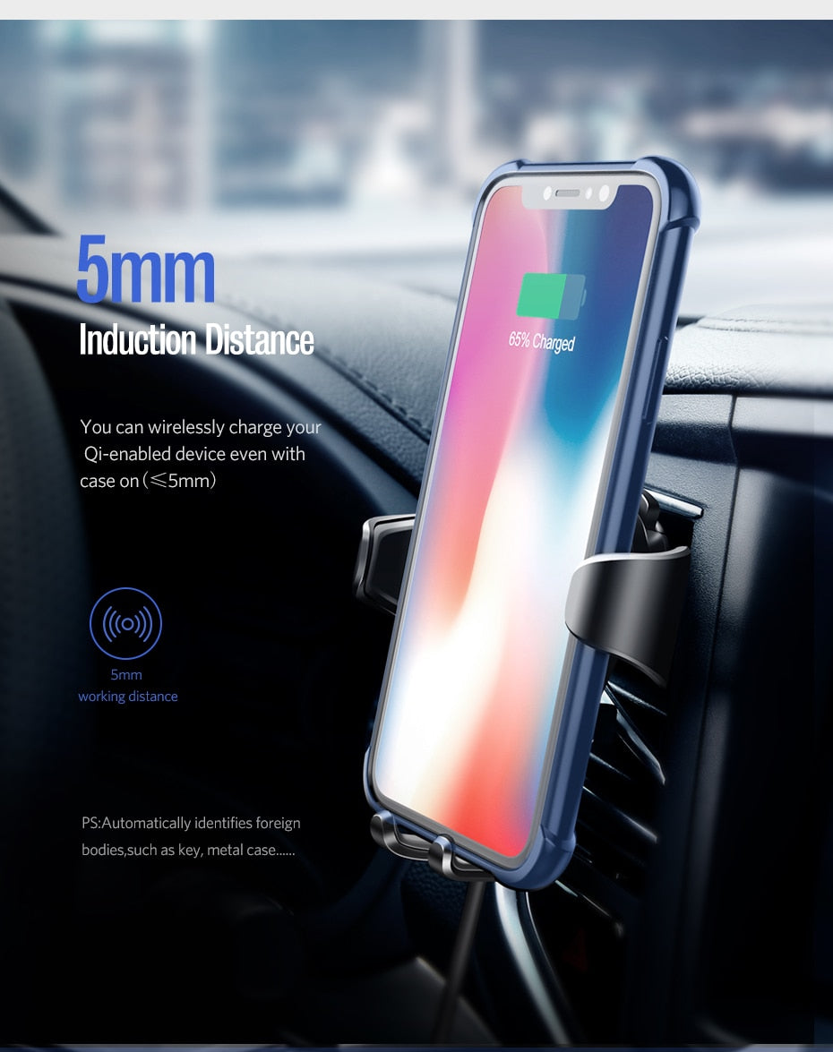 Car Wireless Charger for iPhone Xs XR X 8 10W Fast Wireless Charging for Samsung Galaxy S9 S8 Car Phone Holder Charger