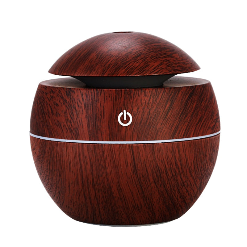 USB Wood Grain Essential Oil Diffuser 130ml Ultrasonic Humidifier Household Aroma Diffuser Aromatherapy Mist Maker with LED