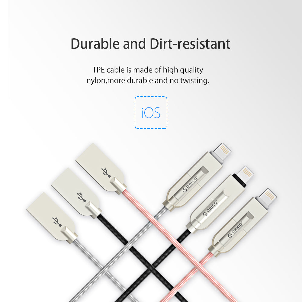 USB Charger Cable Lighting and Micro Cable Fast Charger Cord for Sumsung xiaomi Android Devices and iphone