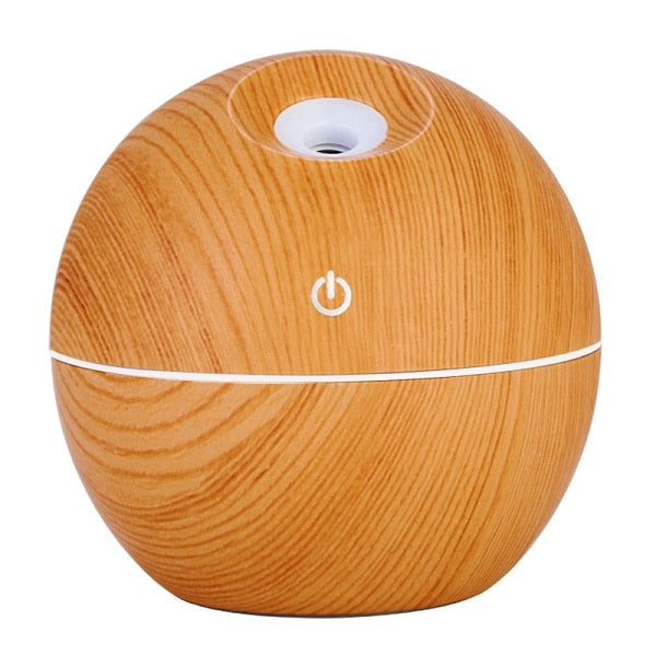 USB Wood Grain Essential Oil Diffuser 130ml Ultrasonic Humidifier Household Aroma Diffuser Aromatherapy Mist Maker with LED